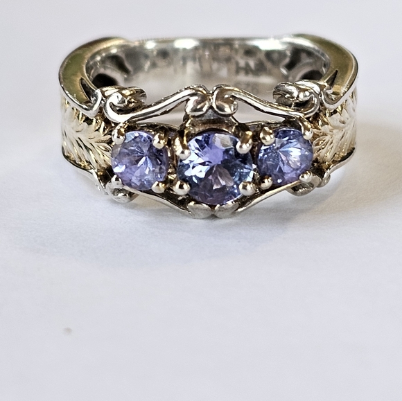 Genuine Tanzanite Gems En Vogue Ring in Palladium Sterling Silver 18k Sz 7! - Picture 2 of 6